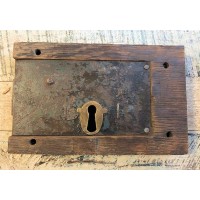 Old Lock with Shaped Brass Key Hole - Wooden Case